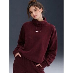Nike Women's Fleece Funnel Neck Pullover Sweatshirt Swoosh Logo Large 12-14 NEW